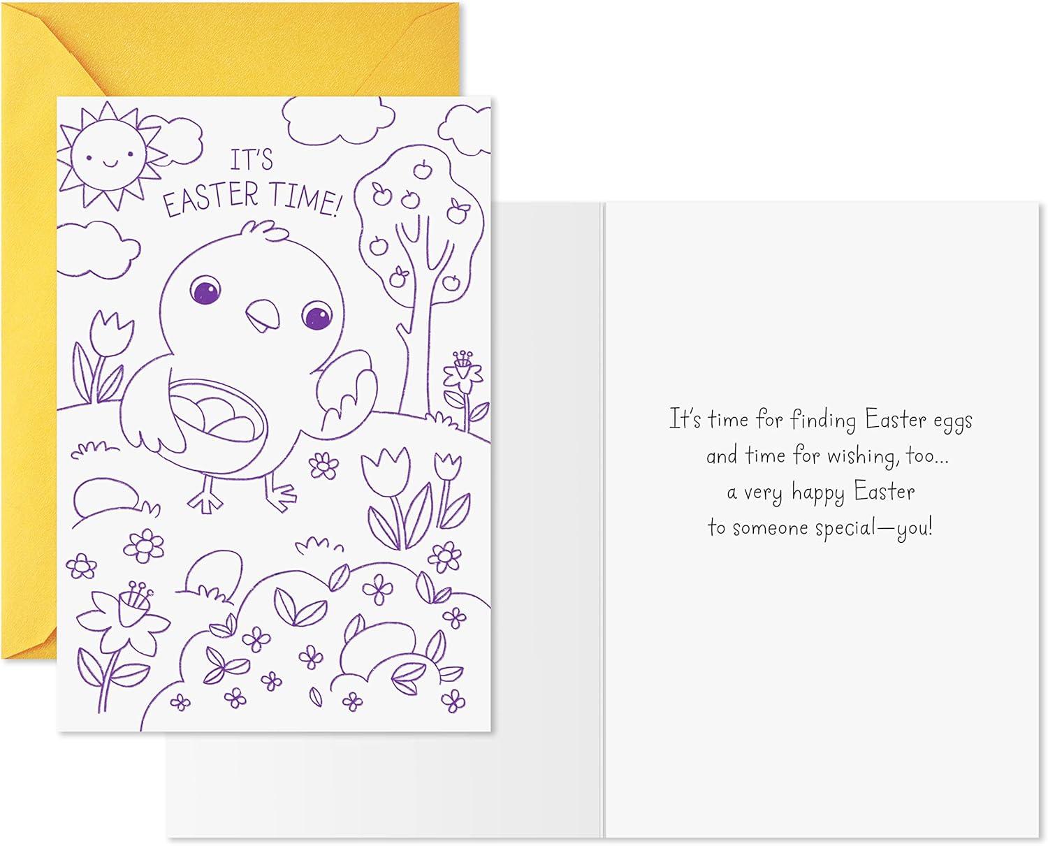 imageHallmark Easter Cards Assortment for Kids 6 Coloring Cards with Envelopes Chick Bunny Duck6 Coloring Cards with Envelopes