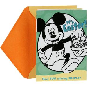 Hallmark Easter Cards Assortment for Kids, 6 Coloring Cards with Envelopes (Chick, Bunny, Duck)(Mickey Mouse Maze Game  1 Card with Envelope)