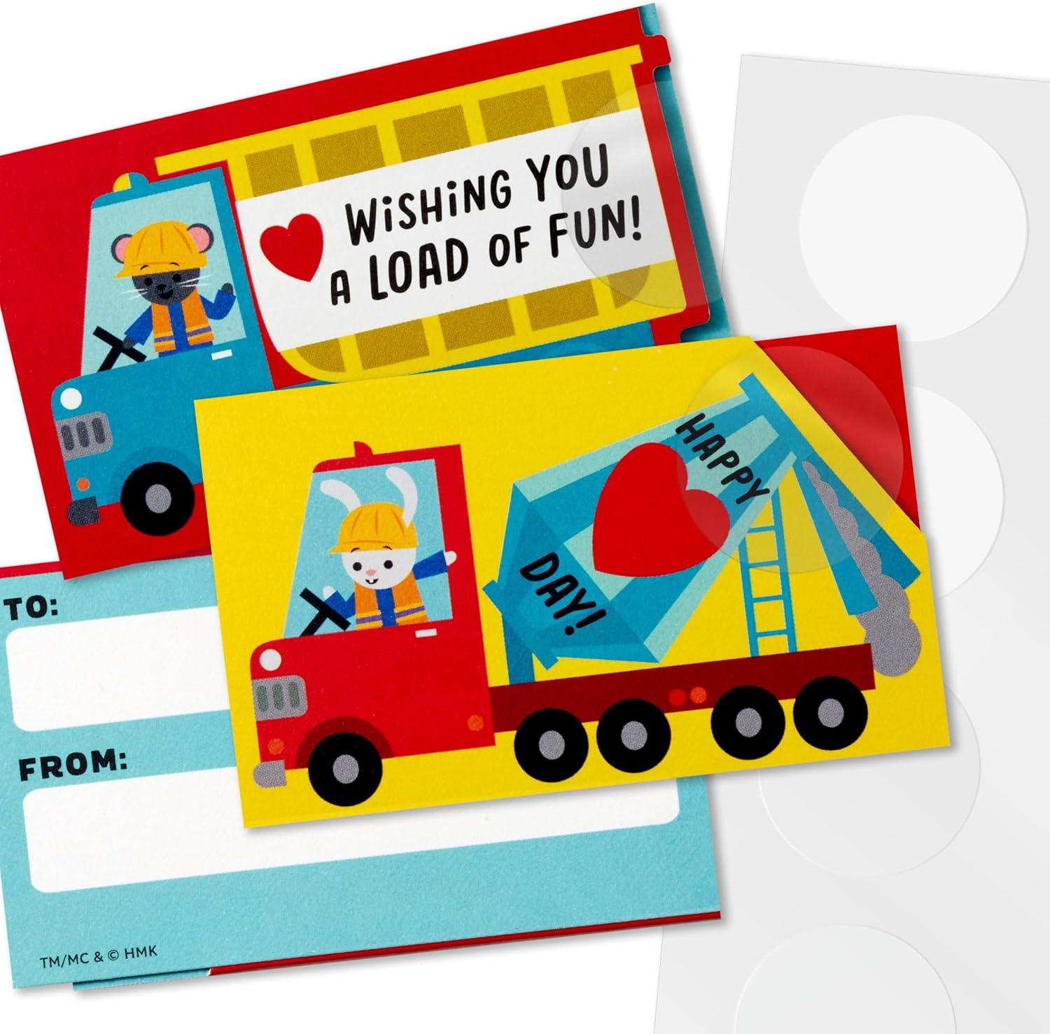 imageHallmark Construction Truck Valentines Day Mini Cards with Treat Pockets for Kids Boys School Classroom 32 Cards with Sticker SealsValentines Day Treat Cards