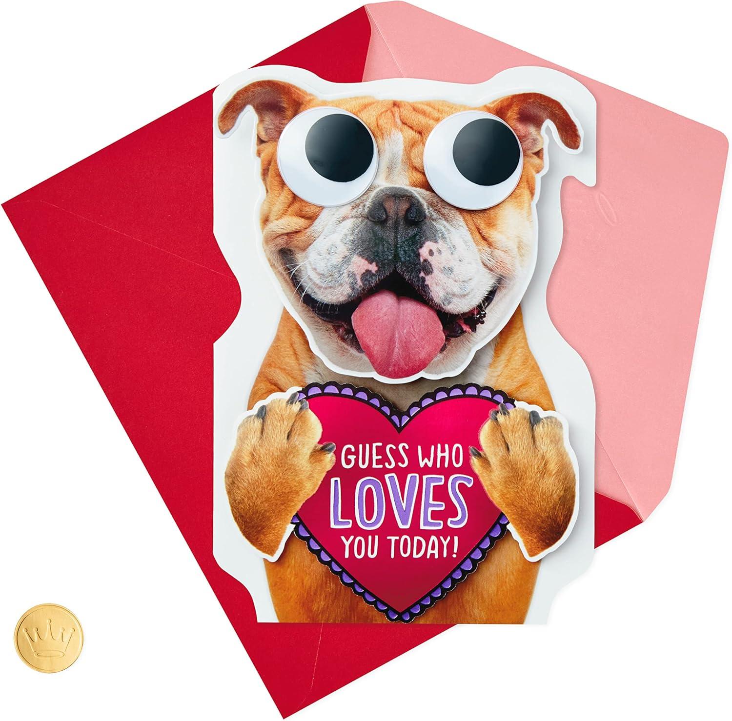 imageHallmark Peanuts Valentines Day Sound Card for Kids Snoopy Hug 699VCG3007Dog with Googly Eyes  Valentines Card
