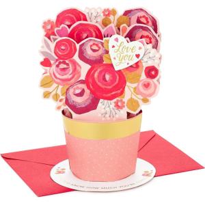 Hallmark Paper Wonder Pop Up Valentines Day Card (Latté)(Love You Bouquet)
