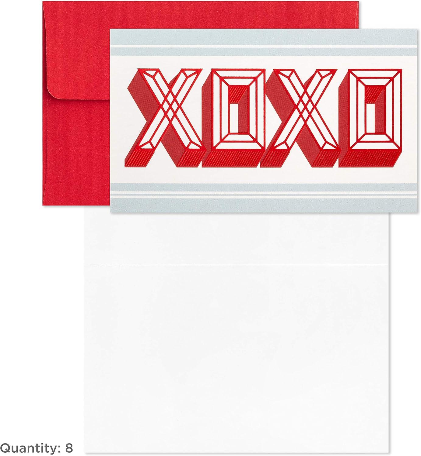 imageHallmark Mini Valentines Day Cards Assortment 18 Cards with Envelopes Foil Hearts Galentines Day Cards PackXOXO Heart Folded Mini Valentines