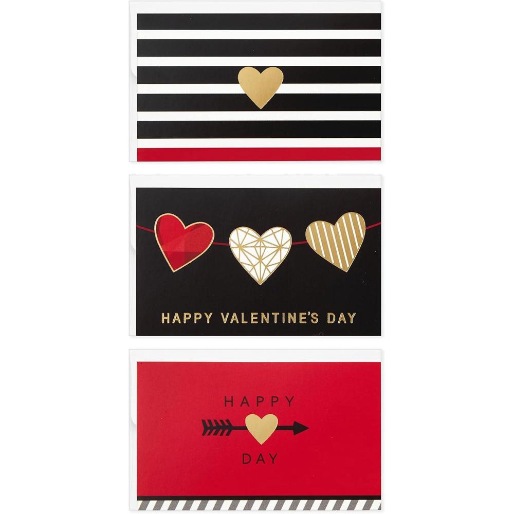 imageHallmark Mini Valentines Day Cards Assortment 18 Cards with Envelopes Foil Hearts Galentines Day Cards PackFoil Hearts Folded Mini Valentines
