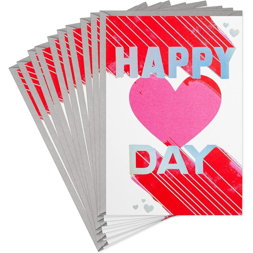 imageHallmark Pack of Valentines Day Cards or Galentines Day Cards Happy Heart Day 10 Valentines Day Cards with Envelopes 5VFE6119Bold Happy Heart Day