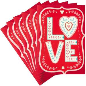Hallmark Pack of Valentines Day Cards, Love (6 Valentine’s Day Cards with Envelopes)(Diecut Ogee LOVE)