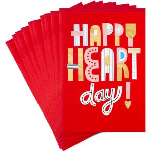 Hallmark Pack of Valentines Day Cards or Galentines Day Cards, Happy Heart Day (10 Valentine’s Day Cards with Envelopes) (5VFE6119)(Bold Happy Heart Day  10 Cards with Envelopes)
