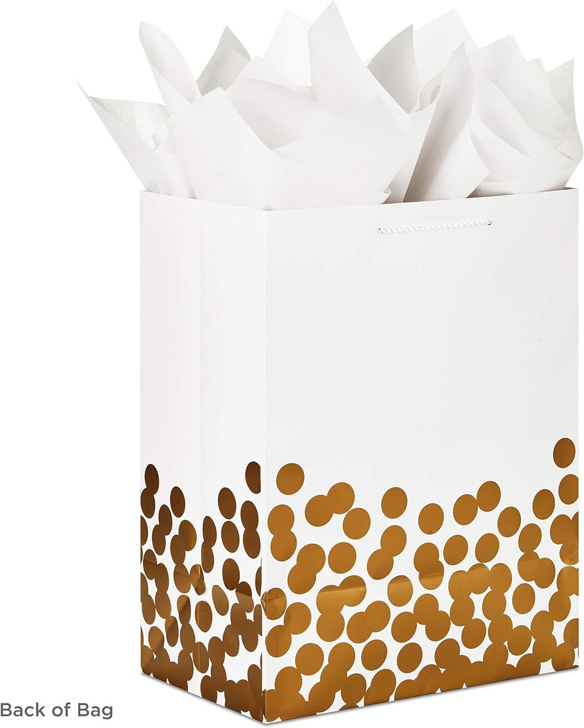 imageHallmark 13quot Large Gift Bag with Tissue Paper Gold Foil Dots on Silver for Graduations Engagements Bridal Showers Weddings Valentines Day Holidays Christmas Any OccasionXLarge Pack of 1
