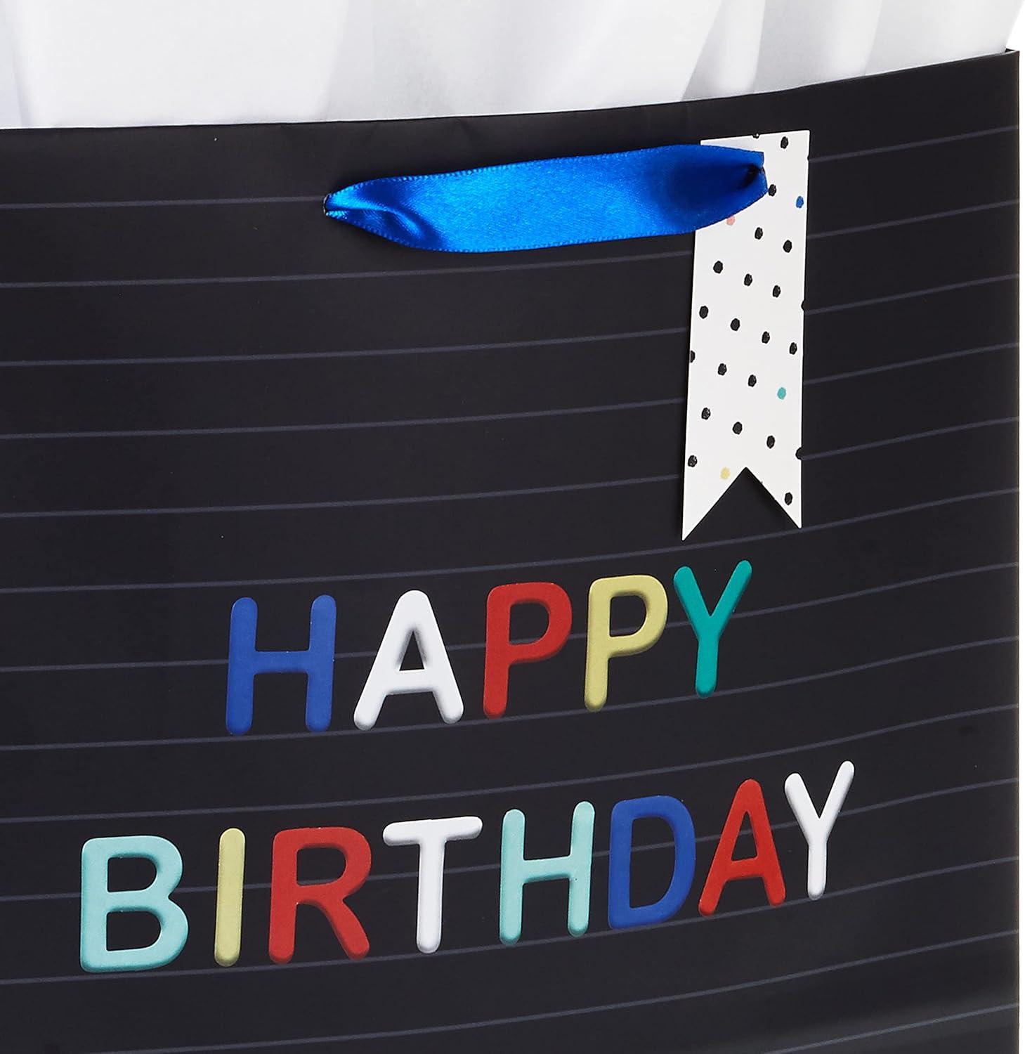 imageHallmark 13quot Large Personalized Gift Bag with Tissue Paper Black Letterboard with Letter Stickers for Birthdays Graduations Baby Showers Back to School and More