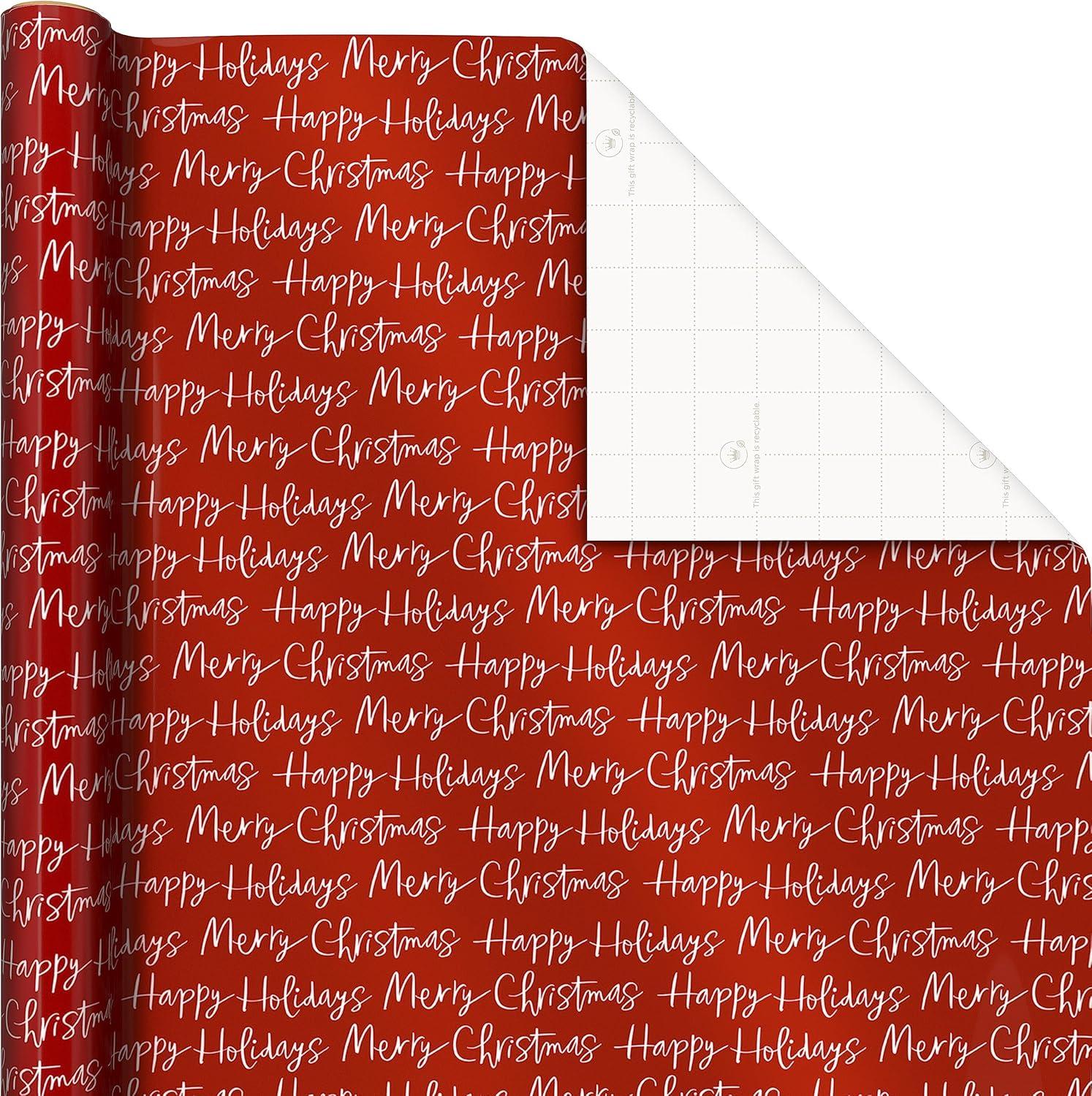 imageHallmark Holiday Plaid Wrapping Paper with Cutlines and Optional DIY Bow Templates on Reverse 3Pack 120 Sq Ft Ttl Red Toile Black Buffalo Check Plaid for Christmas Birthdays Weddings CraftsElegant Poinsettia  Merry Christmas  and Green Plaid