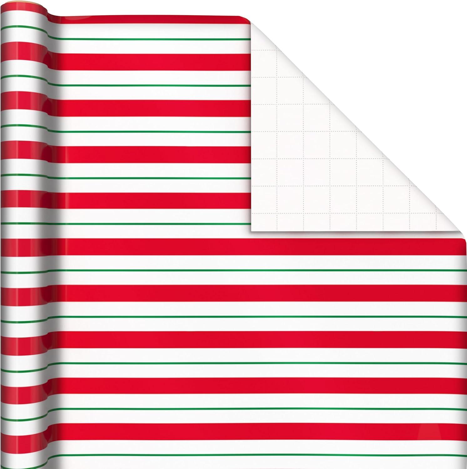 imageImage Arts Blue Christmas Wrapping Paper with Cut Lines on Reverse 4 Rolls 120 sq ft ttl Snowmen Snowflakes Blue and White StripesRed Car  Buffalo Plaid  Reindeer  Stripes