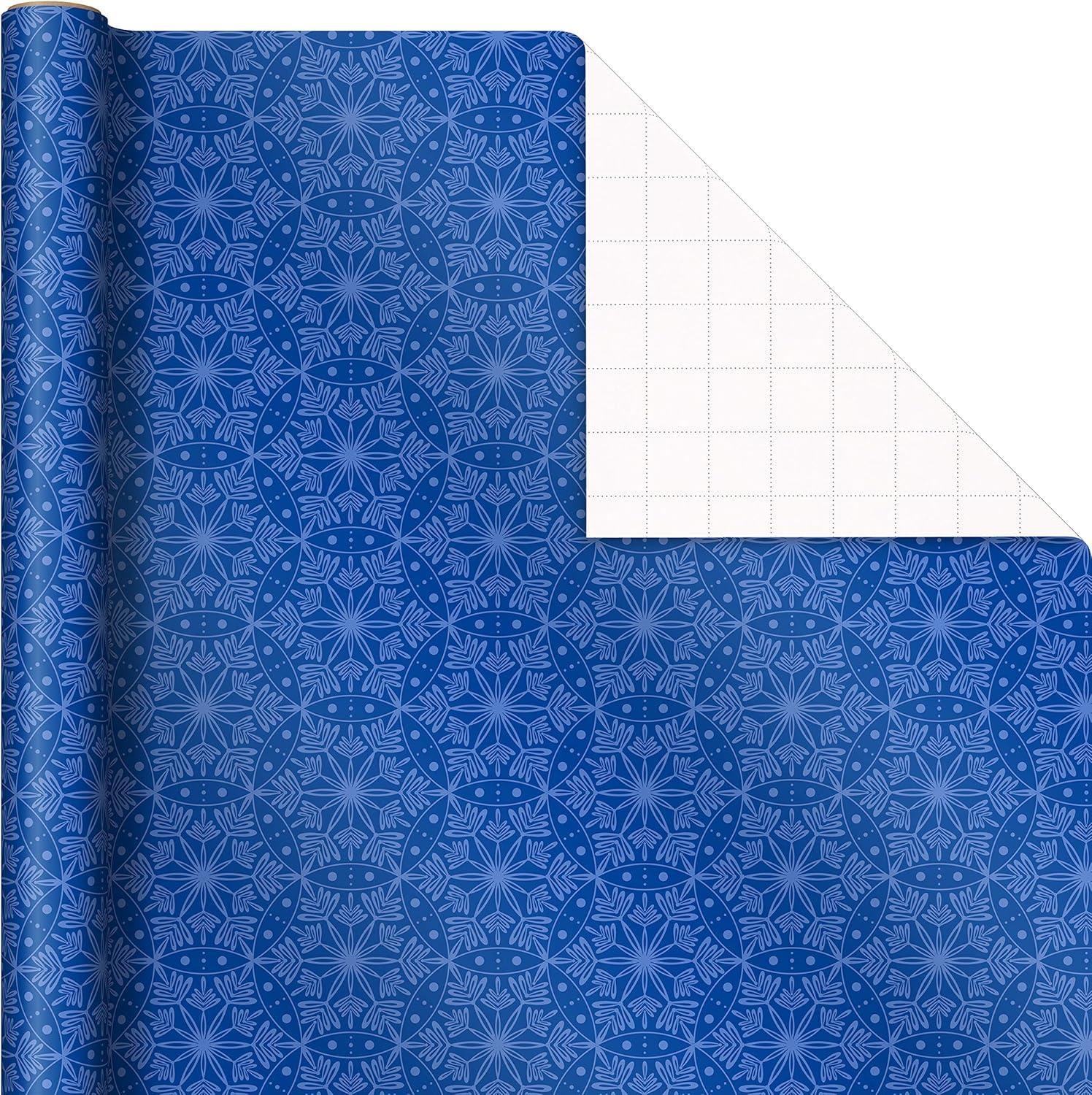 imageImage Arts Blue Christmas Wrapping Paper with Cut Lines on Reverse 4 Rolls 120 sq ft ttl Snowmen Snowflakes Blue and White StripesSnowman  Snowflakes  Stripes