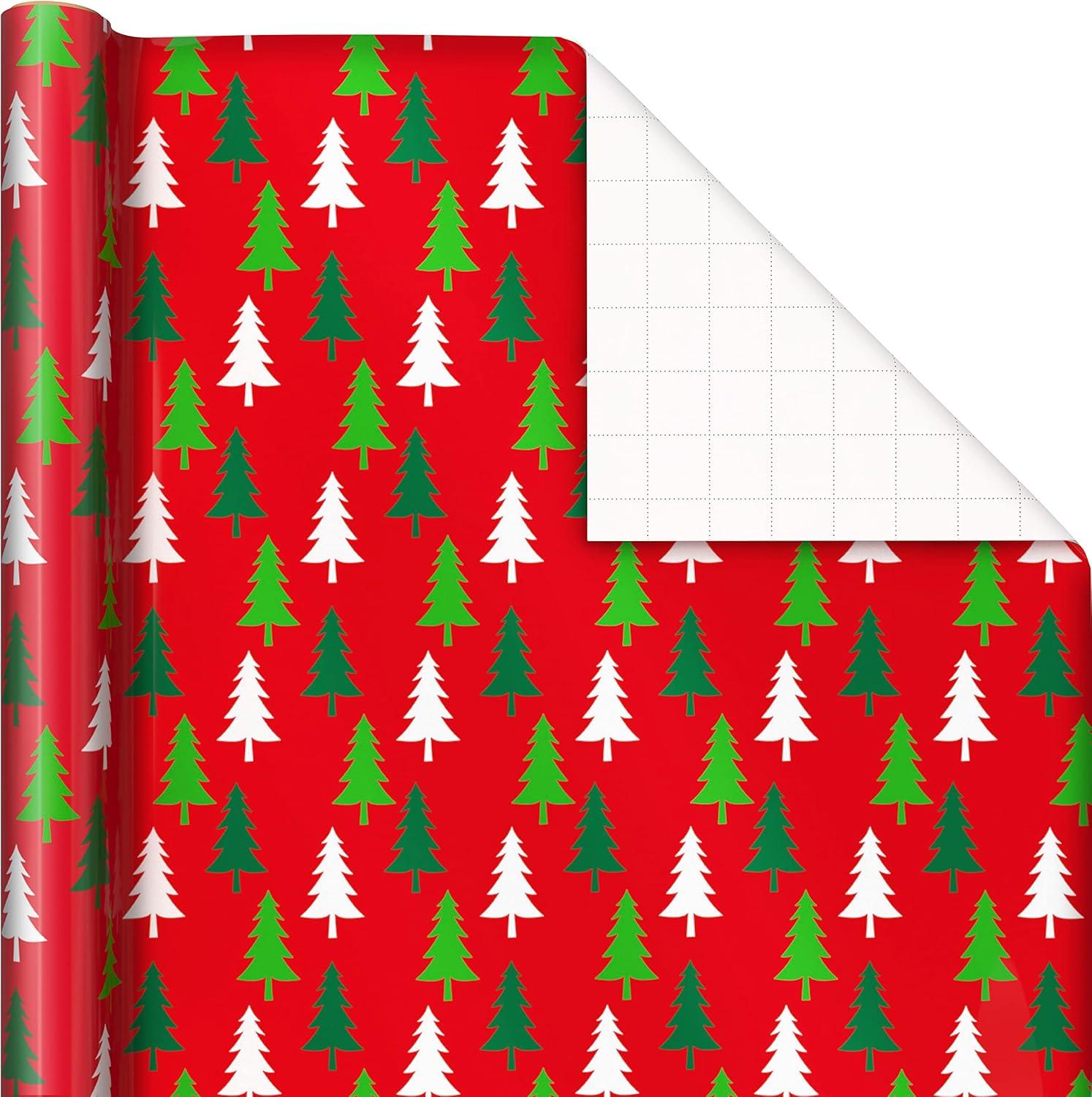imageImage Arts Blue Christmas Wrapping Paper with Cut Lines on Reverse 4 Rolls 120 sq ft ttl Snowmen Snowflakes Blue and White StripesStripes  Candy Cane  Trees  Snowman