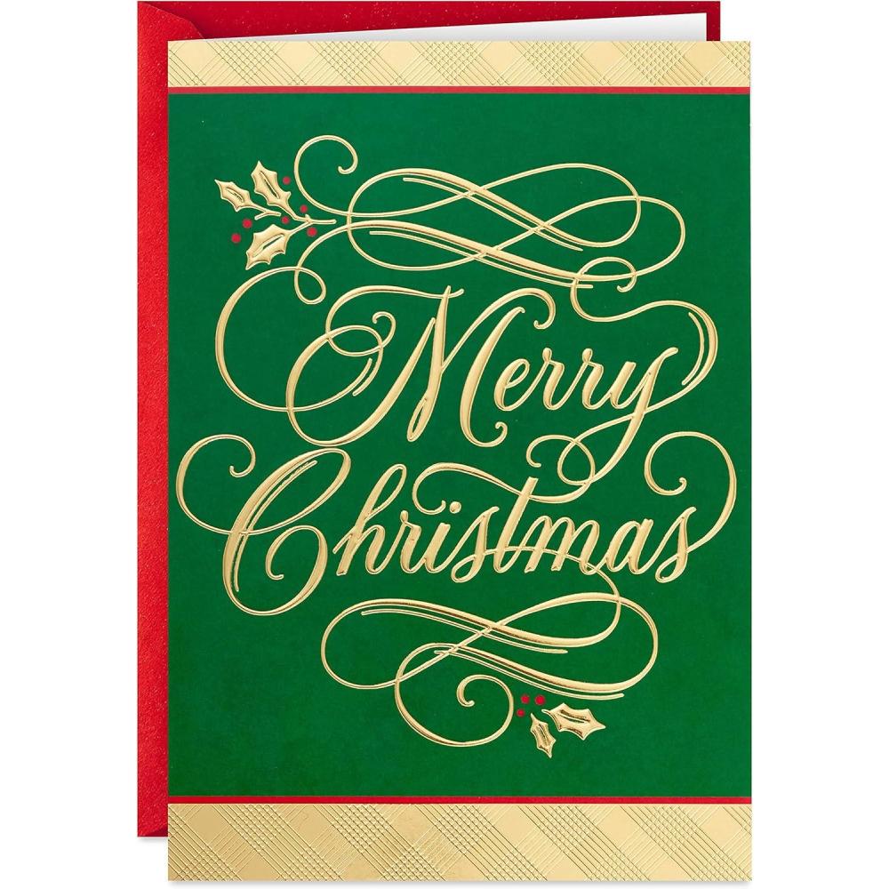 imageHallmark Boxed Christmas Cards Green and Gold 40 Cards with EnvelopesCards