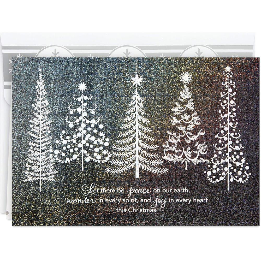imageHallmark Boxed Christmas Rainbow Trees 16 Cards and 17 EnvelopesGlitter Trees