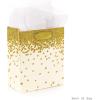 Hallmark 13″ Large Gift Bag with Tissue Paper (Gold Foil Dots on Silver) for Graduations, Engagements, Bridal Showers, Weddings, Valentines Day, Holidays, Christmas, Any Occasion(Small)