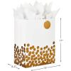 Hallmark 13″ Large Gift Bag with Tissue Paper (Gold Foil Dots on Silver) for Graduations, Engagements, Bridal Showers, Weddings, Valentines Day, Holidays, Christmas, Any Occasion(X-Large (Pack of 1))