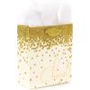 Hallmark 13″ Large Gift Bag with Tissue Paper (Gold Foil Dots on Silver) for Graduations, Engagements, Bridal Showers, Weddings, Valentines Day, Holidays, Christmas, Any Occasion(Small)
