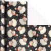 Hallmark Black Christmas Wrapping Paper with Cut Lines on Reverse (3 Rolls: 120 sq. ft. ttl) Retro Santa, Black and White Buffalo Plaid, Train and Trees (0005JXW1077)(Retro Santa  Plaid  and Train)