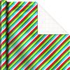 Hallmark Christmas Wrapping Paper Rolls – Solid Red, Green, Gold Metallic Foil Gift Wrap Paper (Set of 3 Rolls: 60 sq. ft. ttl.) for Holiday Parties, Hanukkah, Winter Weddings(Metallic Santa  Stripes  Candy)
