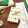 Hallmark Holiday Plaid Wrapping Paper with Cutlines and Optional DIY Bow Templates on Reverse (3-Pack: 120 Sq. Ft. Ttl) Red Toile, Black Buffalo Check, Plaid for Christmas, Birthdays, Weddings, Crafts(Gold Trees  Emerald Green Plaid  Gold Geometric Snowflakes)