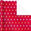 Hallmark Holiday Plaid Wrapping Paper with Cutlines and Optional DIY Bow Templates on Reverse (3-Pack: 120 Sq. Ft. Ttl) Red Toile, Black Buffalo Check, Plaid for Christmas, Birthdays, Weddings, Crafts(Red  White  Gold Trees  Stripes  Dots)