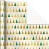 Hallmark Holiday Plaid Wrapping Paper with Cutlines and Optional DIY Bow Templates on Reverse (3-Pack: 120 Sq. Ft. Ttl) Red Toile, Black Buffalo Check, Plaid for Christmas, Birthdays, Weddings, Crafts(Gold Trees  Emerald Green Plaid  Gold Geometric Snowflakes)