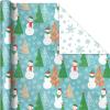 Hallmark Holiday Wrapping Paper Rolls – Rustic Christmas Gift Wrap Paper (Set of 3 Reversible Rolls: 120 sq. ft. ttl.) Plaid, Barn, Red Truck, Moose, Woodland Scenes(Rustic Santa  Papercraft Snowmen  Candy Canes  Stripes  Snowflakes  “Merry Christmas to You”)