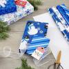 Image Arts Blue Christmas Wrapping Paper with Cut Lines on Reverse (4 Rolls: 120 sq. ft. ttl) Snowmen, Snowflakes, Blue and White Stripes(Snowman  Snowflakes  Stripes)
