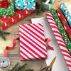 Image Arts Blue Christmas Wrapping Paper with Cut Lines on Reverse (4 Rolls: 120 sq. ft. ttl) Snowmen, Snowflakes, Blue and White Stripes(Stripes  Candy Cane  Trees  Snowman)