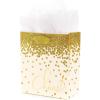 Hallmark 13″ Large Gift Bag with Tissue Paper (Gold Foil Dots on Silver) for Graduations, Engagements, Bridal Showers, Weddings, Valentines Day, Holidays, Christmas, Any Occasion(Small)