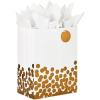 Hallmark 13″ Large Gift Bag with Tissue Paper (Gold Foil Dots on Silver) for Graduations, Engagements, Bridal Showers, Weddings, Valentines Day, Holidays, Christmas, Any Occasion(X-Large (Pack of 1))