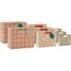 Hallmark Assorted Christmas Gift Bags, Recyclable Kraft Brown with Snowflake, Plaid and Trees (8 Bags: 3 Small 6″, 3 Medium 9″, 2 Large 13″) for Holiday Parties, Hanukkah, Winter Weddings(Kraft Plaid  Snowflakes  Mittens)