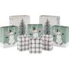 Hallmark Christmas Gift Bag Assortment (8 Bags: 3 Small 6″, 3 Medium 9″, 2 Large 13″) White and Sage Green with Rustic Snowman, Plaid, Evergreen Tree for Christmas, Winter Weddings, Birthdays