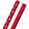Hallmark Holiday Plaid Wrapping Paper with Cutlines and Optional DIY Bow Templates on Reverse (3-Pack: 120 Sq. Ft. Ttl) Red Toile, Black Buffalo Check, Plaid for Christmas, Birthdays, Weddings, Crafts(Red  White  Gold Trees  Stripes  Dots)