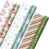 Hallmark Holiday Wrapping Paper Rolls – Rustic Christmas Gift Wrap Paper (Set of 3 Reversible Rolls: 120 sq. ft. ttl.) Plaid, Barn, Red Truck, Moose, Woodland Scenes(Rustic Santa  Papercraft Snowmen  Candy Canes  Stripes  Snowflakes  “Merry Christmas to You”)