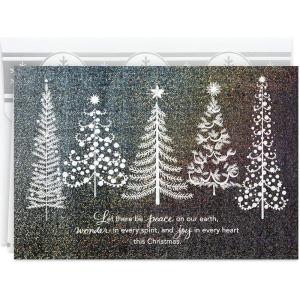 Hallmark Boxed Christmas, Rainbow Trees (16 Cards and 17 Envelopes)(Glitter Trees)