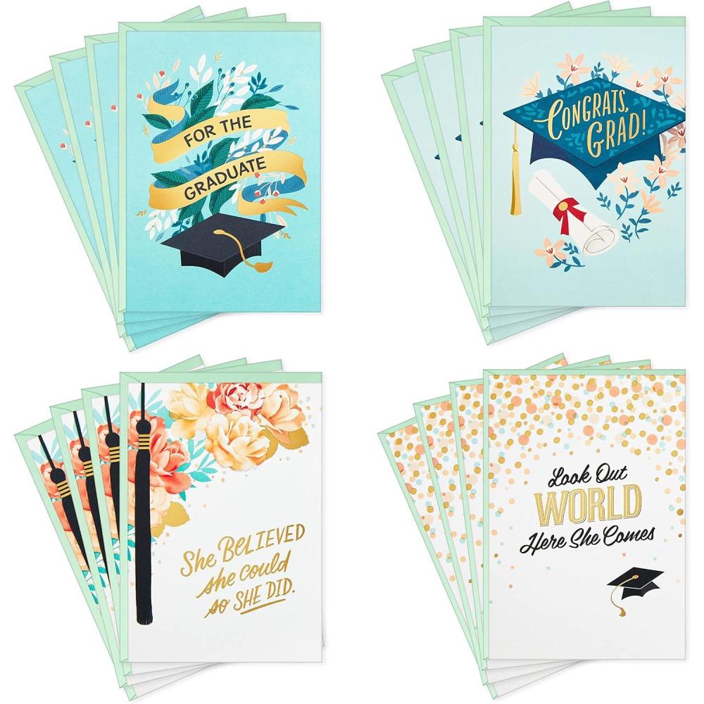 imageHallmark Graduation Cards Assortment for Her She Believed She Could 16 Cards and Envelopes 4 DesignsAssorted Graduation Cards for Females