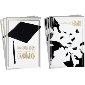 Hallmark Graduation Cards Assortment, Hats Off (6 Cards with Envelopes, 2 Designs)(Hats Off  6 Cards)