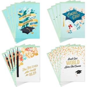 Hallmark Graduation Cards Assortment for Her, She Believed She Could (16 Cards and Envelopes, 4 Designs)(Assorted Graduation Cards for Females)