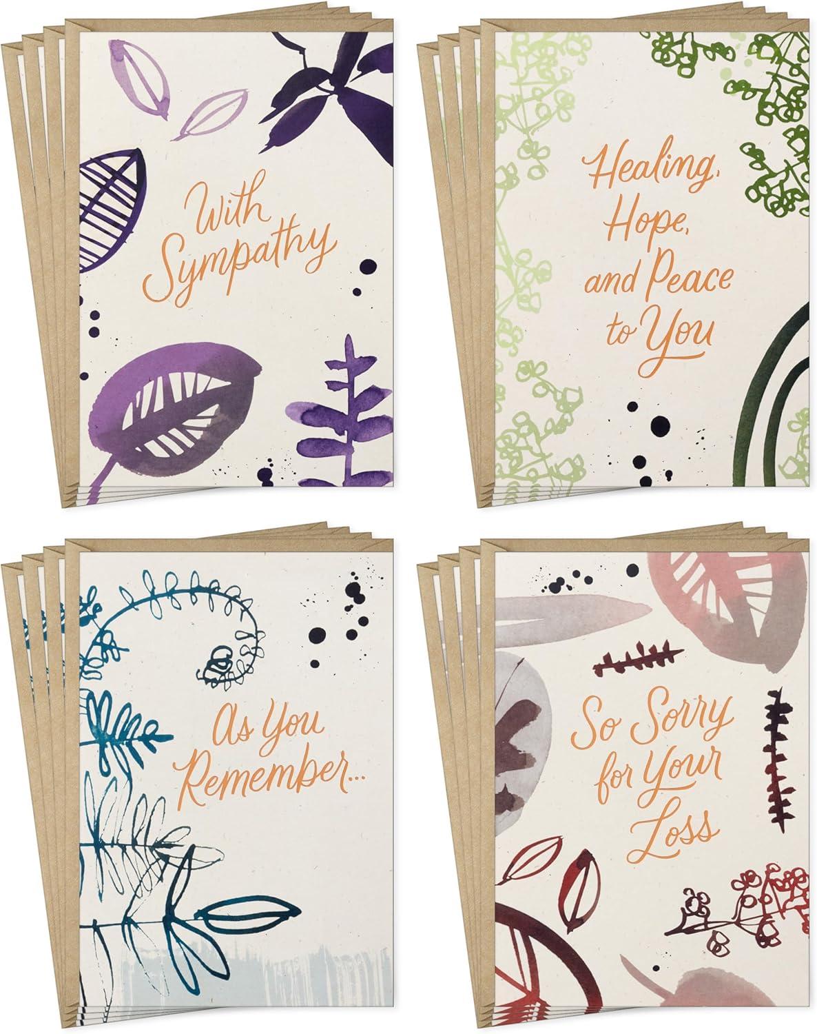 imageHallmark Sympathy Cards Assortment Nature 16 Count with Envelopes and Pentel EnerGel RTX Retractable Liquid Gel Pen Pack of 6