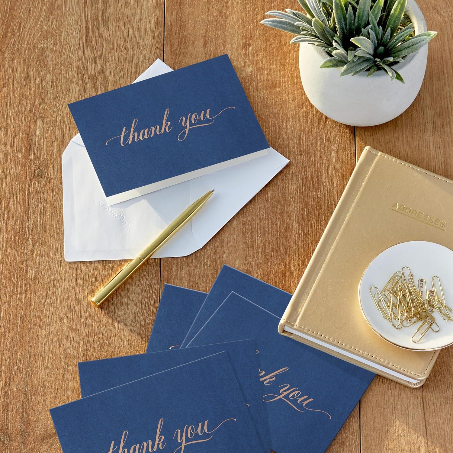 imagePentel EnerGel Alloy Retractable Gel Pen and Hallmark Thank You Cards Elegant Silver Foil 40 Count with Envelopes for Wedding Graduation Any Occasion
