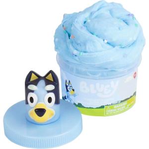 Rainbow Brite Scented Cloud Slime, Vanilla-Scented, Collectible Charm, White Iridescent Tinsel, & Reusable Container with Topper, Cute Stuff for Kids, Colorful Fidget Toys, Goody Bags Stuffers(Bluey)