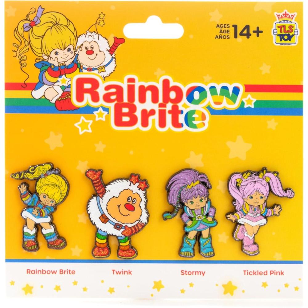 imageRainbow Brite Limited Edition 4Pack Glitter Enamel Pin Set with Rainbow Brite Twink Tickled Pink ampamp Stormy PinsRainbow Brite Enamel Pins