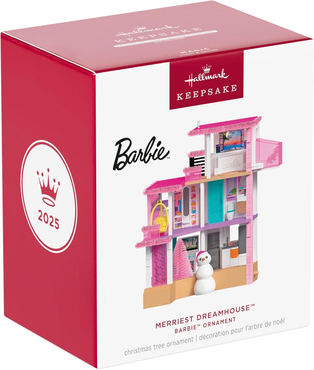 imageHallmark Keepsake Christmas Ornament 2025 Barbie Merriest Dreamhouse Musical with Light Gifts for Barbie FansMerriest Barbie Dream House