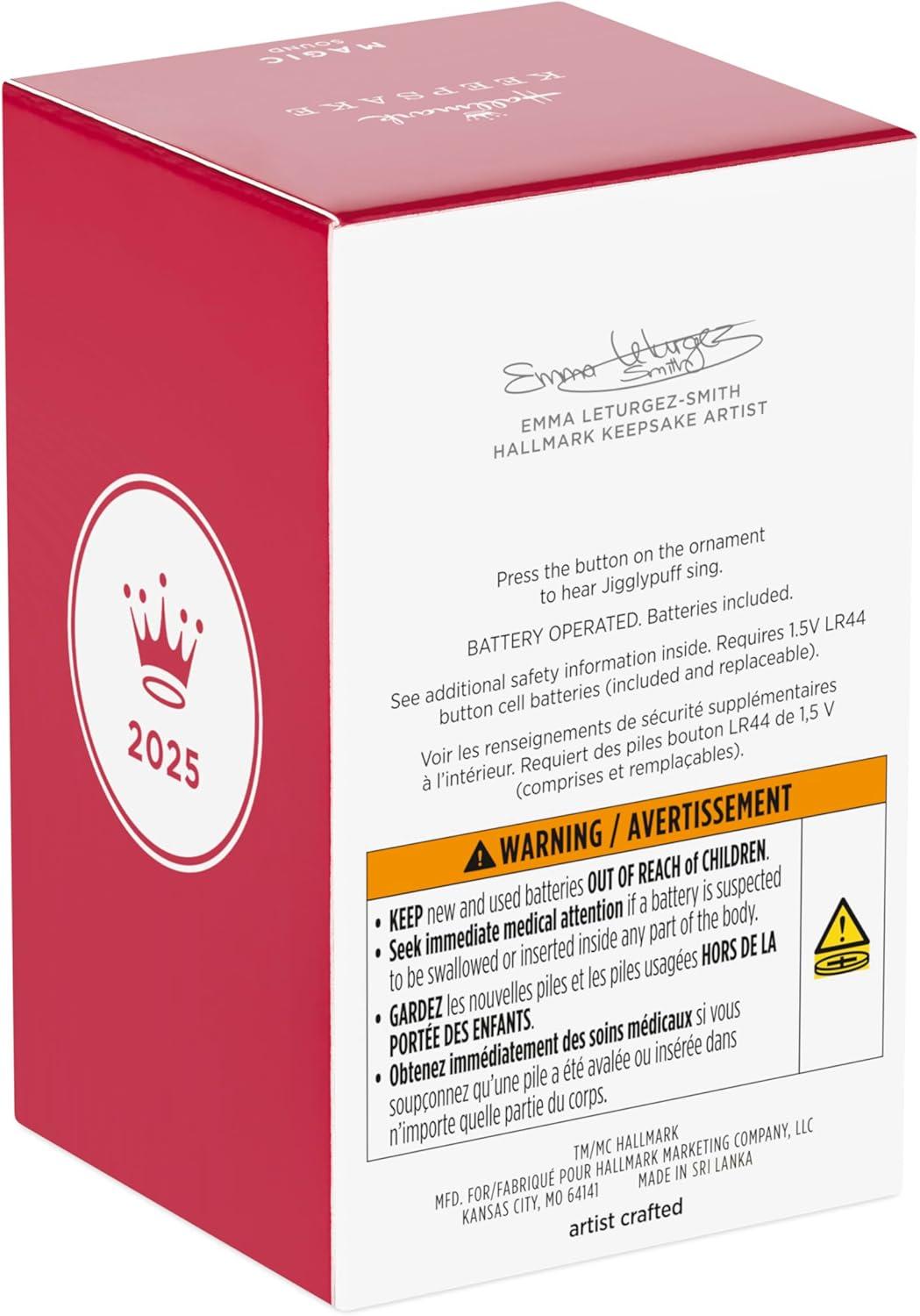 imageHallmark Keepsake Christmas Ornament 2025 Pokmon Singing Jigglypuff with Sound Gifts for Pokmon FansJigglypuff