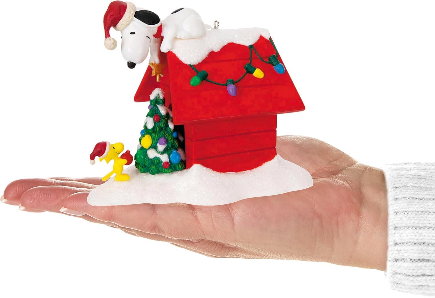 imageHallmark Keepsake Christmas Ornament 2025 The Peanuts Gang Lets Go Sledding Musical with Light and Motion Gifts for Peanuts FansDeck the Doghouse