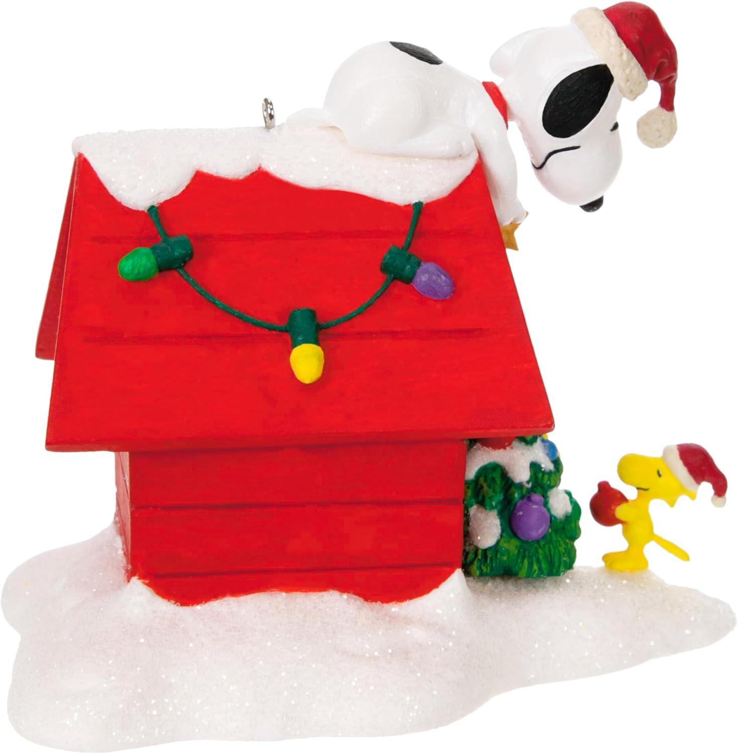 imageHallmark Keepsake Christmas Ornament 2025 The Peanuts Gang Lets Go Sledding Musical with Light and Motion Gifts for Peanuts FansDeck the Doghouse