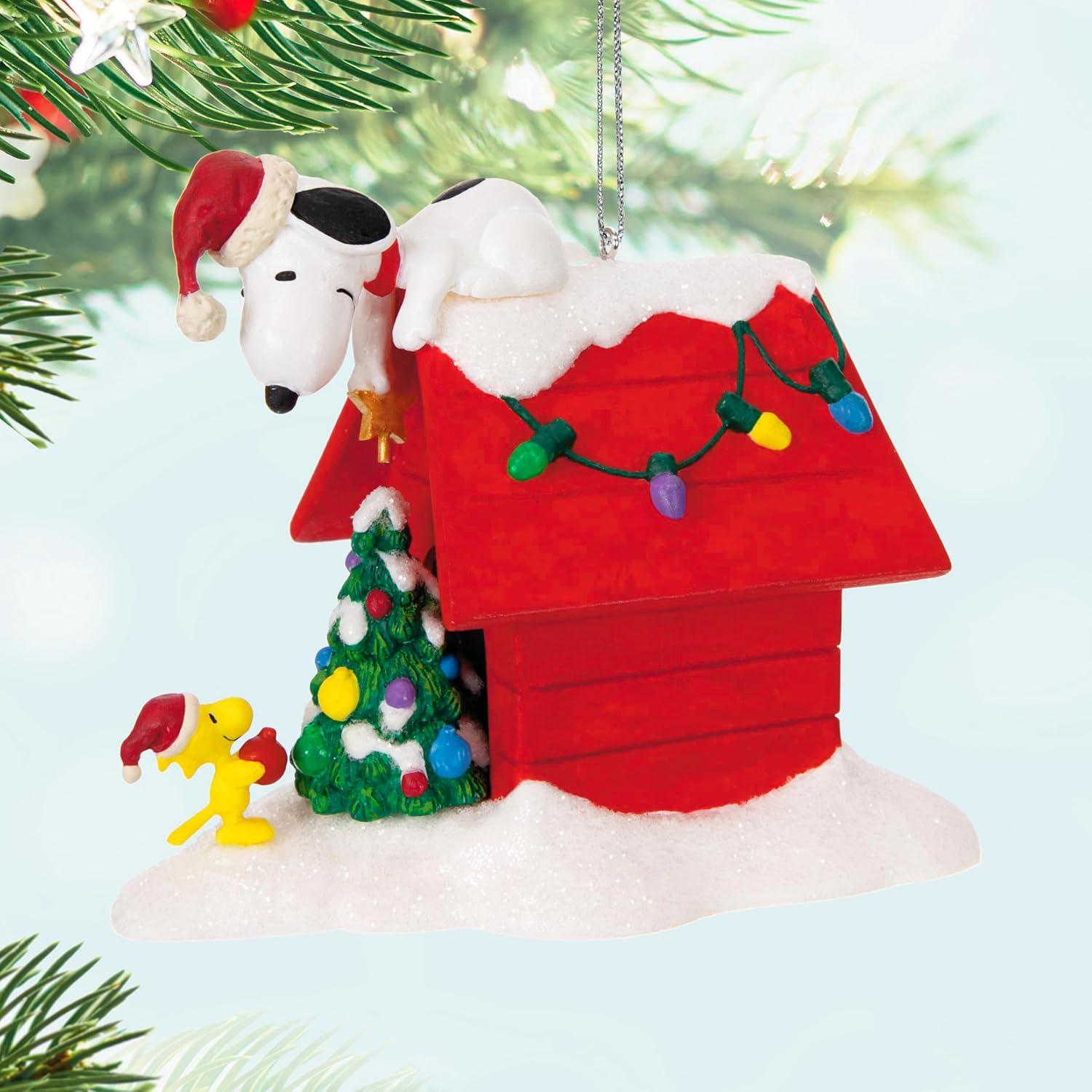imageHallmark Keepsake Christmas Ornament 2025 The Peanuts Gang Lets Go Sledding Musical with Light and Motion Gifts for Peanuts FansDeck the Doghouse