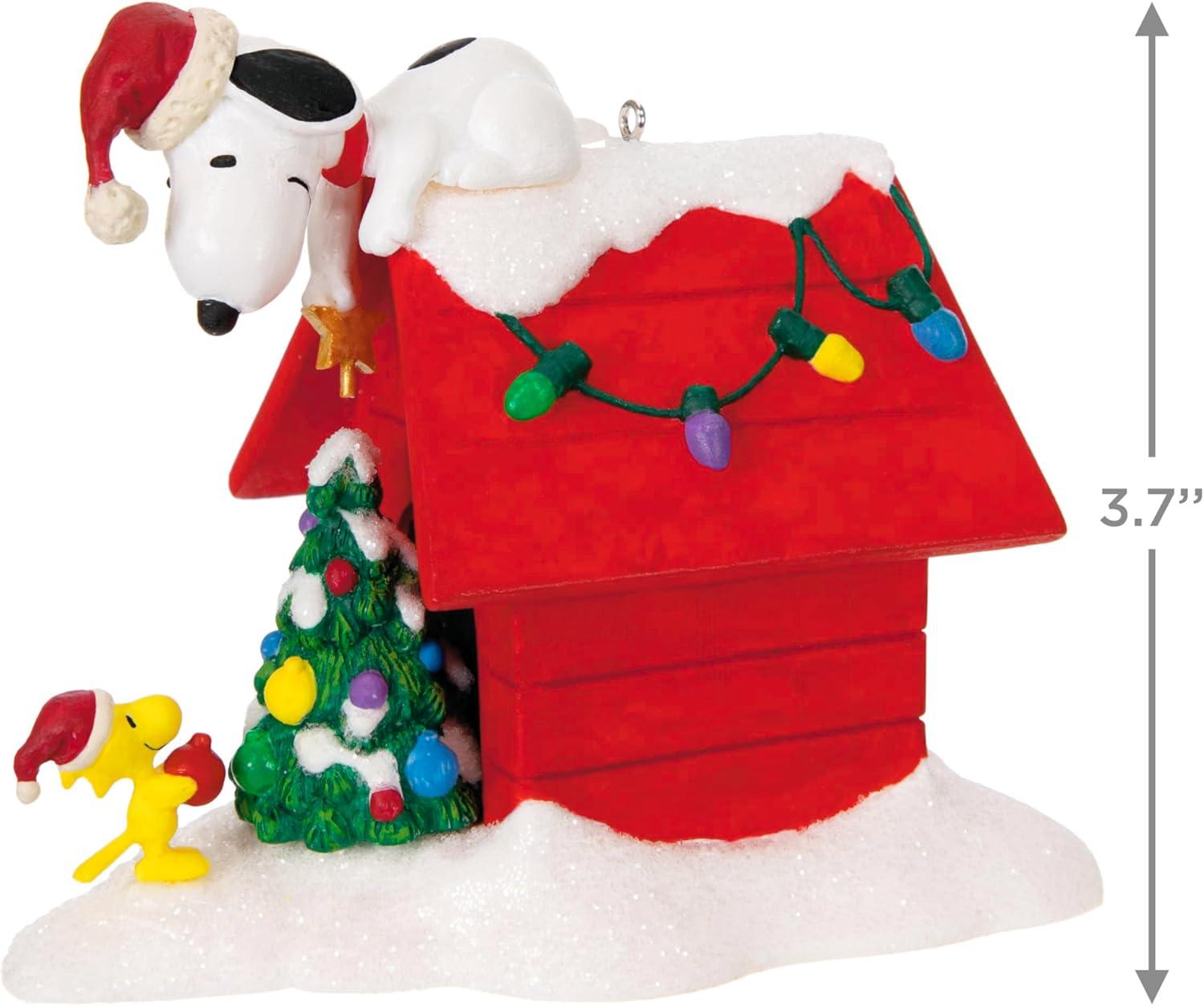 imageHallmark Keepsake Christmas Ornament 2025 The Peanuts Gang Lets Go Sledding Musical with Light and Motion Gifts for Peanuts FansDeck the Doghouse