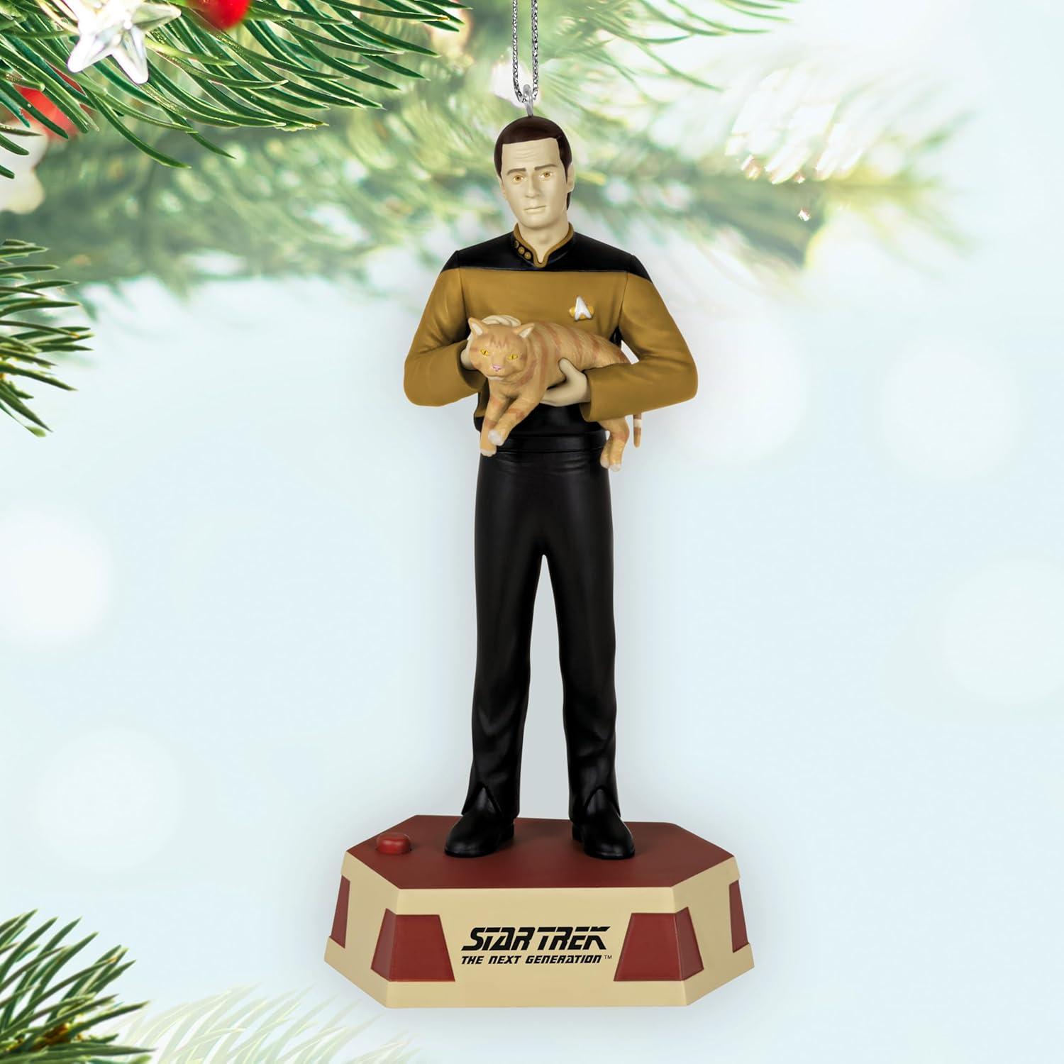 imageHallmark Keepsake Christmas Tabletop Decoration 2025 Star Trek The Next Generation Beware The Borg with Light and Sound Gifts for TrekkiesDatas Ode to Spot